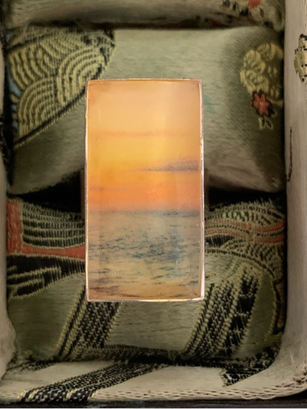 Sunset over Ocean Rectangular Statement Ring in Orange and Gold